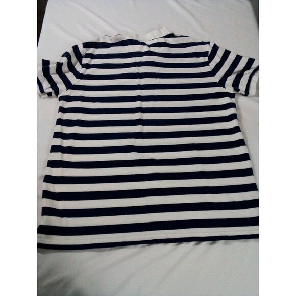 Men's Chaps Blue And White Striped Polo Shirts Size XL Short Sleeve - Picture 5 of 11